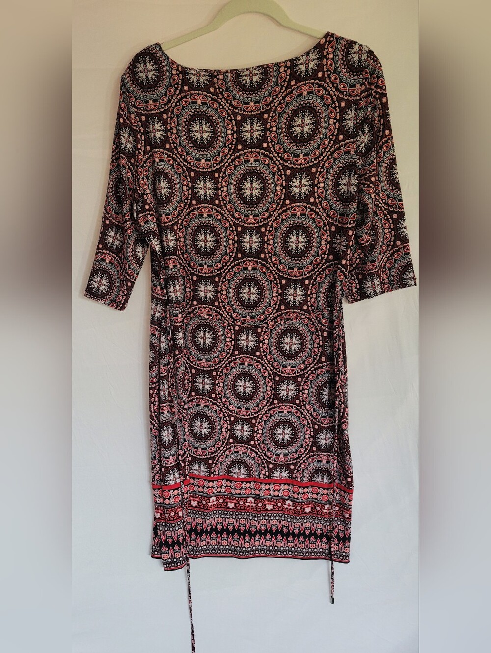 Liz Claiborne Black and Pink Printed Long-Sleeve Shift Dress